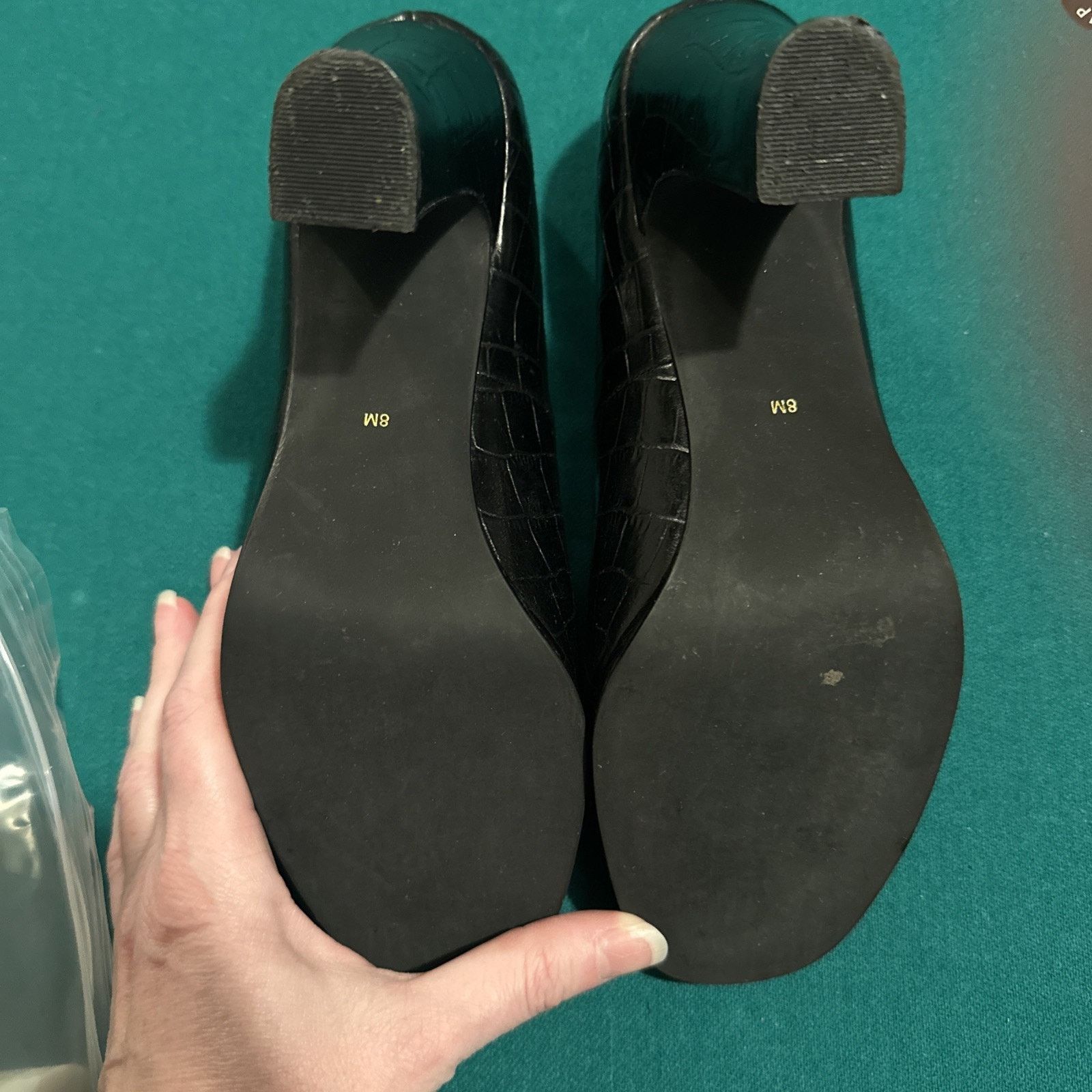 Other Amanda Smith Black Croc Embossed Peep Toe Heels Size 8M Size US 8 / IT 38 - 9 Thumbnail
