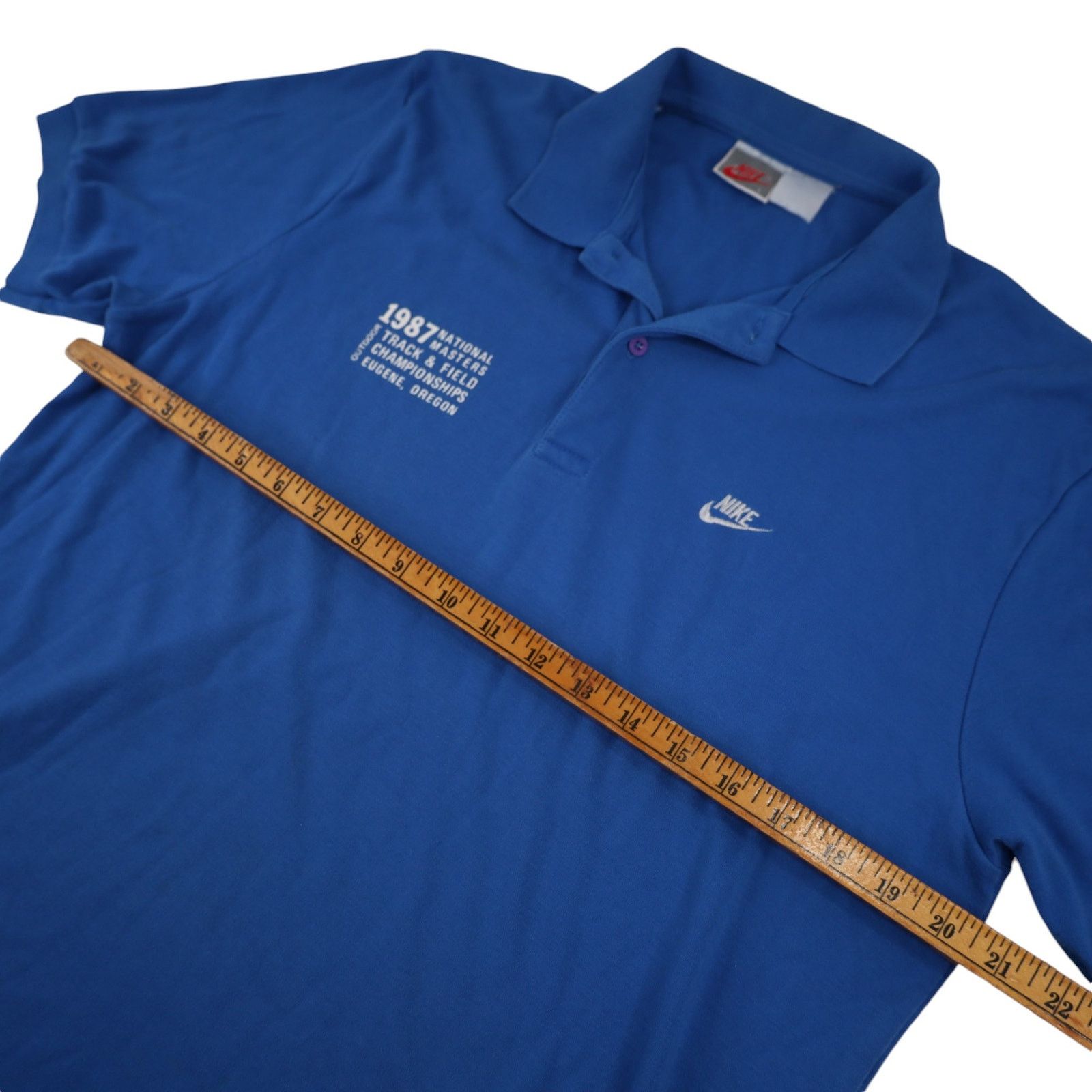 Nike × Vintage Vintage Nike 1987 National Masters Track & Field Polo Shirt Size US L / EU 52-54 / 3 - 8 Thumbnail
