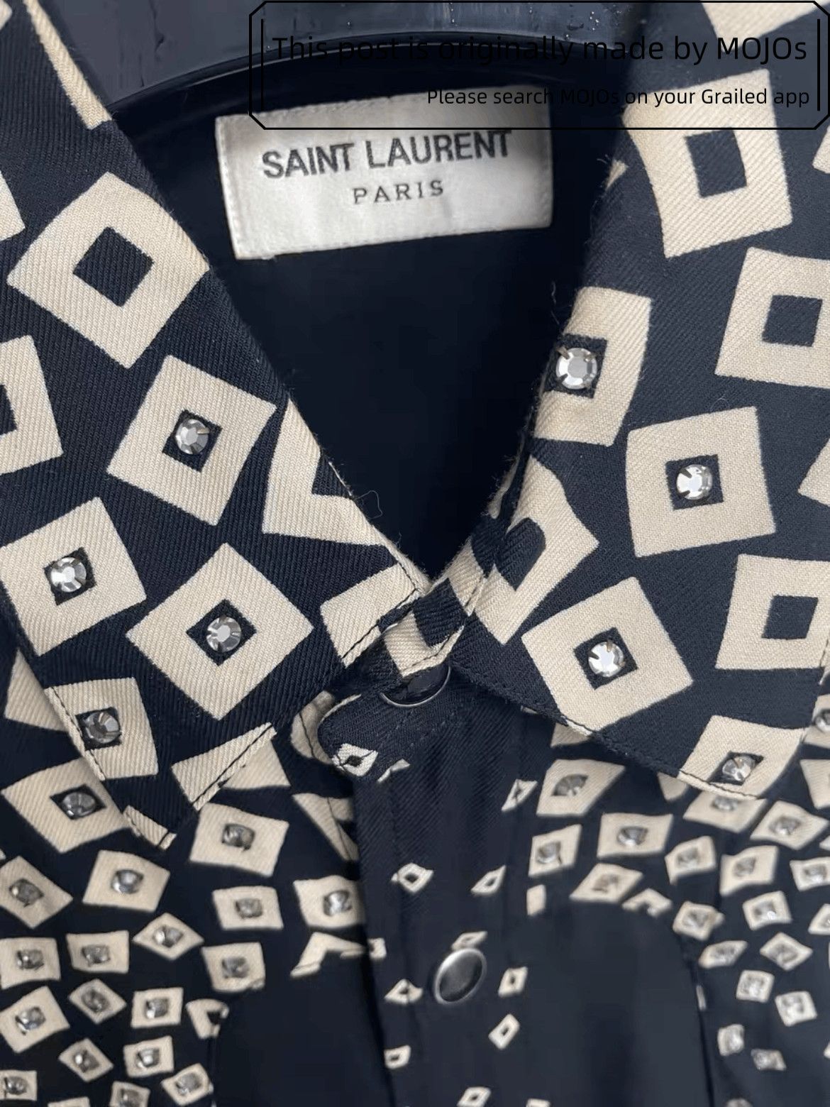 Sz 39 Saint Laurent Paris 15SS Crystal Sleeveless Shirt mojo