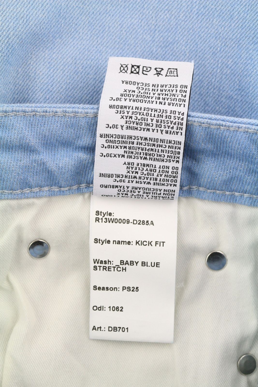 R13 KICK 29 Ankle Length Cropped Washed Baby Blue 84459 Size 29" - 10 Thumbnail