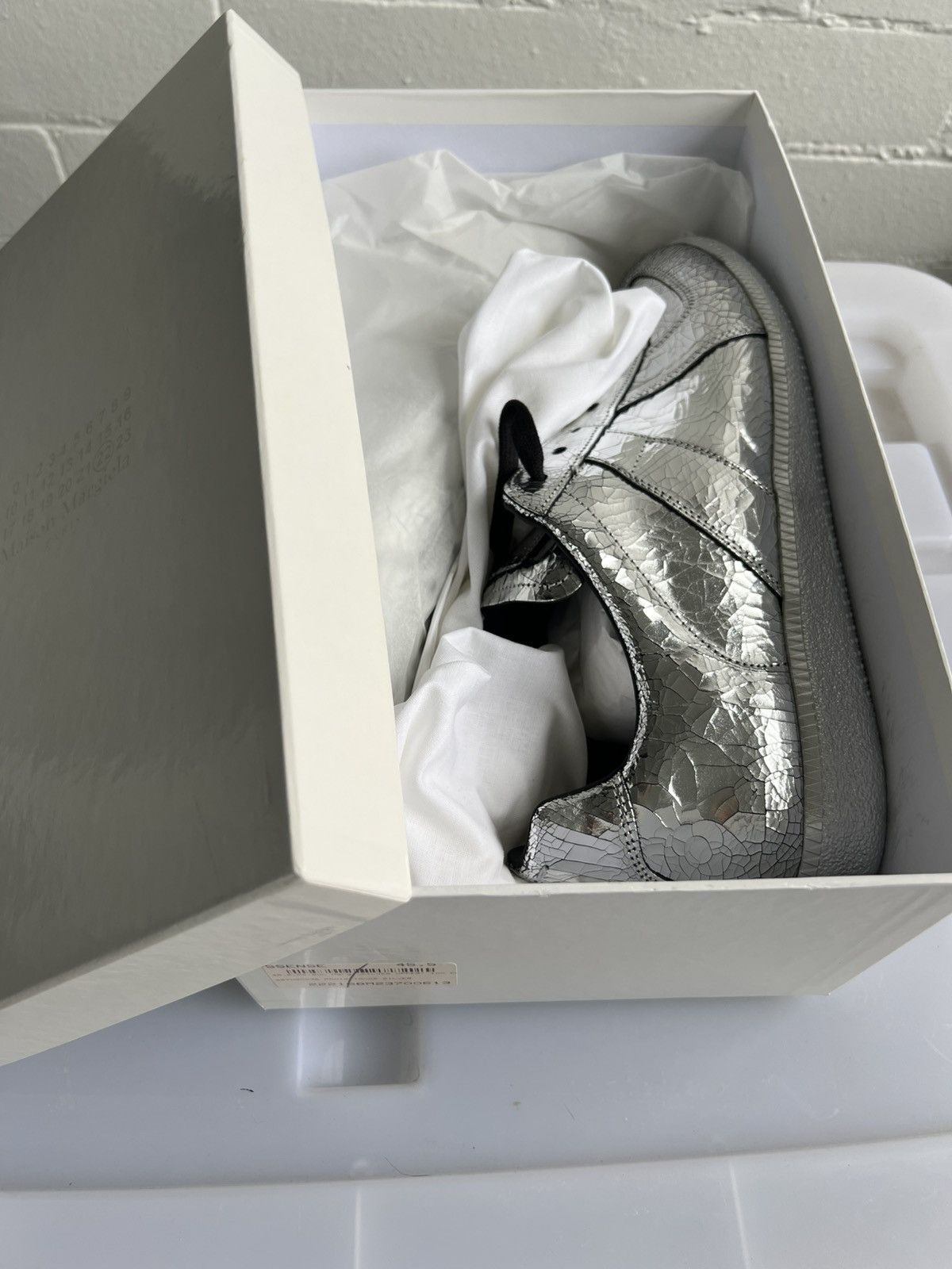 Maison Margiela Maidon margiela silver cracked replica sneaker Size US 12.5 / EU 45-46 - 4 Thumbnail