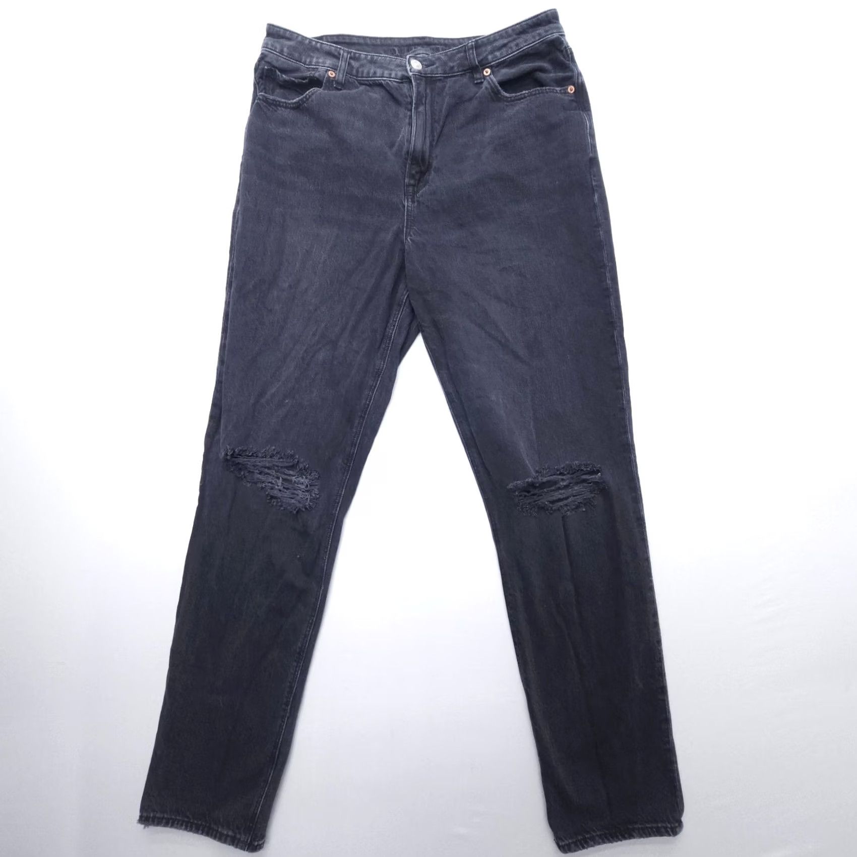 American Eagle Outfitters American Eagle Outfitters Jeans Womens 14 Black High Rise Distressed 5-Pocket Denim Straight Leg Mom Style Adults Womens Size 36" / US 14 / IT 50 - 2 Thumbnail