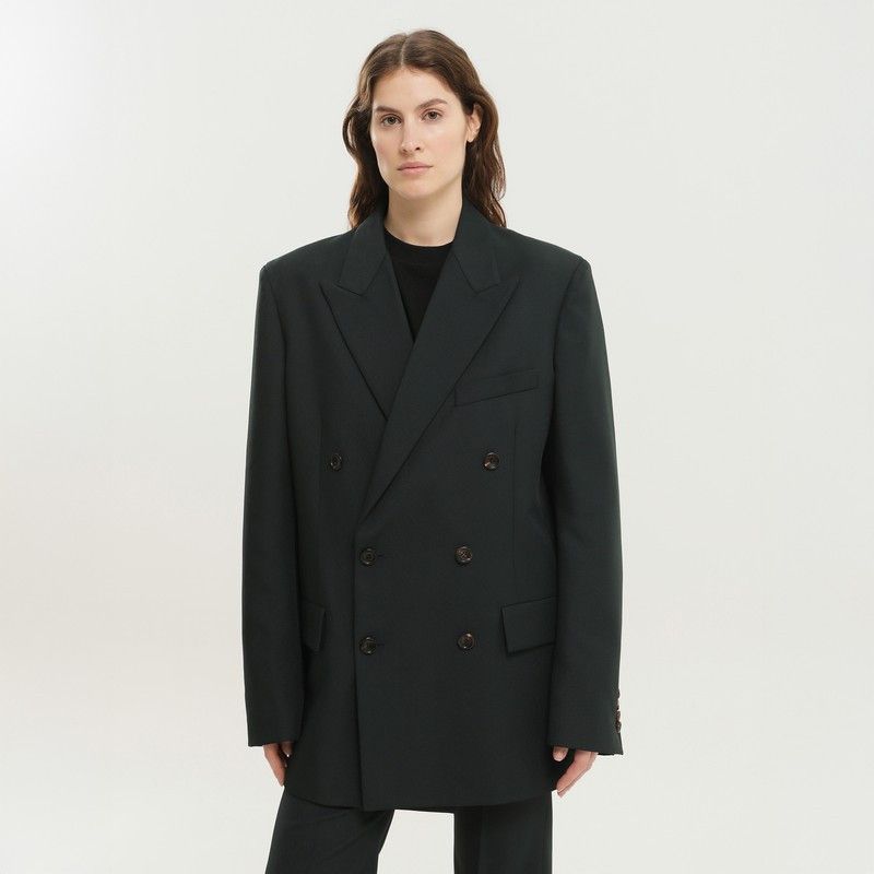 1989 STUDIO 1989 Studio Dark Green Double-Breasted Blazer Size XL / US 12-14 / IT 48-50 - 1 Thumbnail