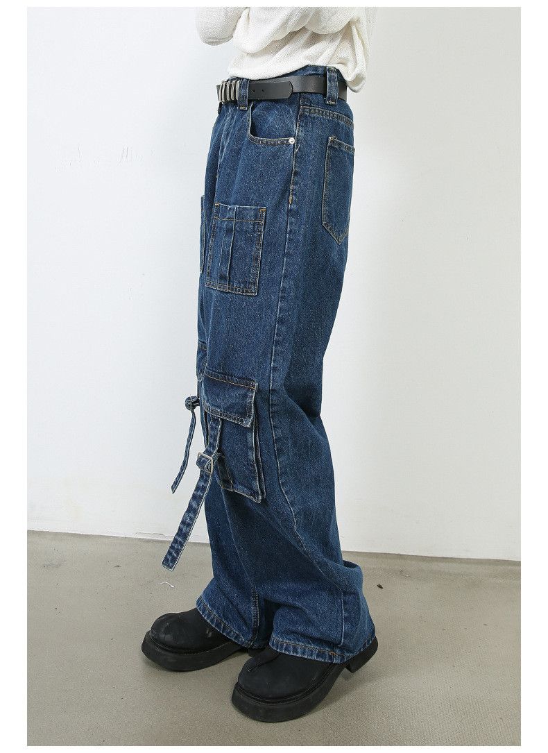Japanese Brand × Jean Men's multi-pocket washed vintage wide-leg cargo jeans Size US 32 / EU 48 - 5 Thumbnail