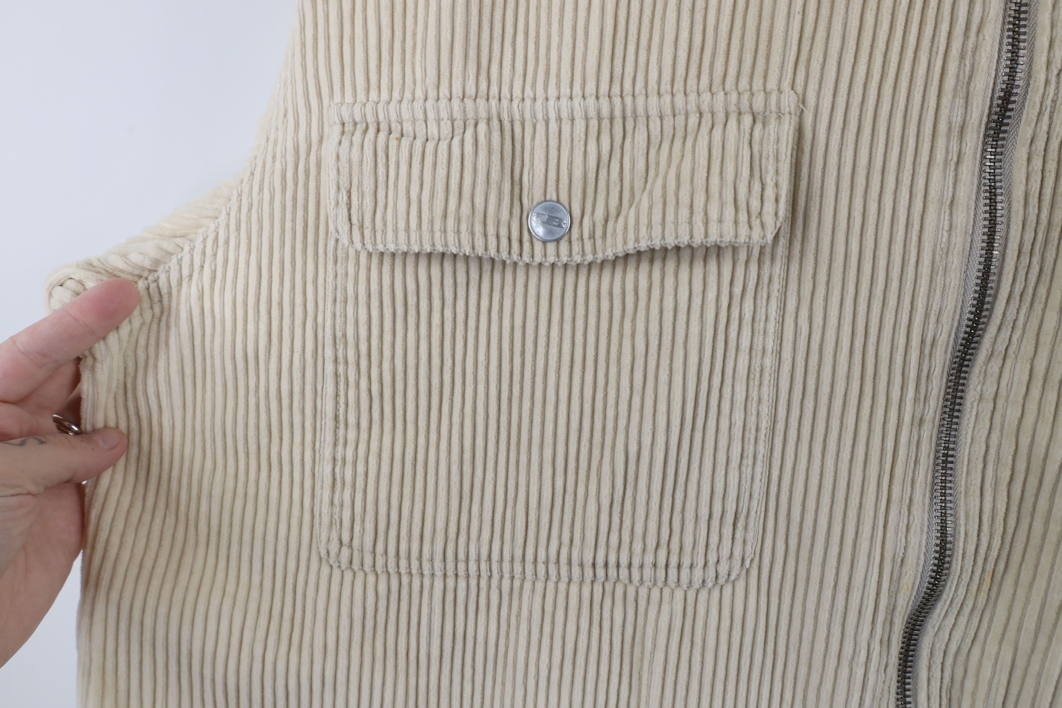 Vintage Vintage 90s Streetwear Full Zip Corduroy Shirt Jacket Beige Size US XL / EU 56 / 4 - 8 Thumbnail