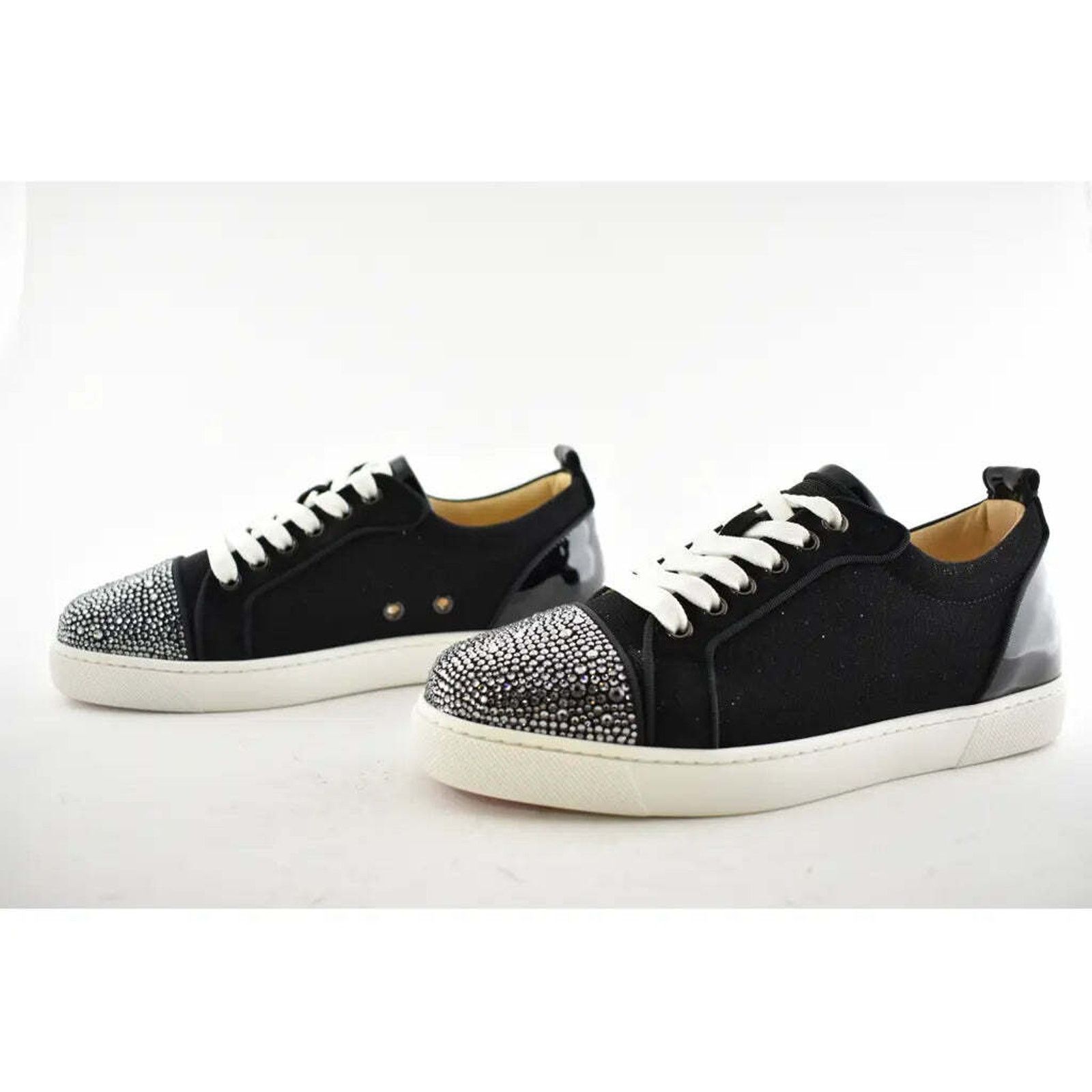 Christian Louboutin Louis Junior P Strass Donna Flat Black Low Top Sneaker 37 Size US 7 / IT 37 - 10 Thumbnail