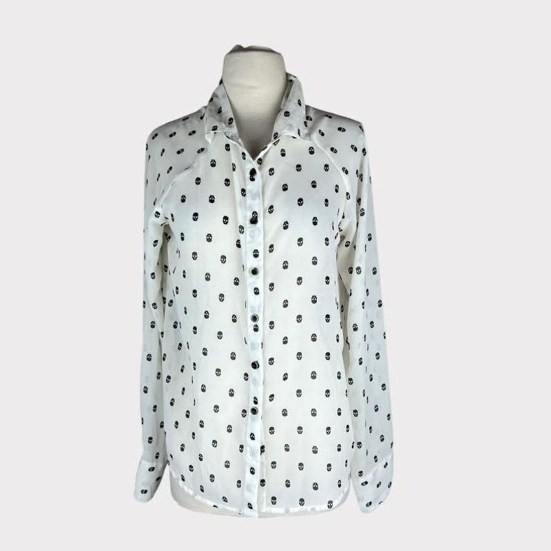 Nordstrom Fun & Flirt | Skull Printed Shirt | Medium NWT Size M / US 6-8 / IT 42-44 - 4 Thumbnail