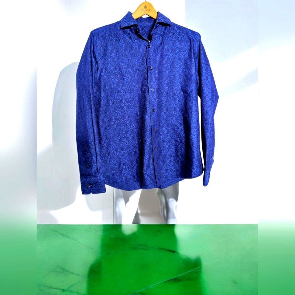 Tasso Elba Tasso Elba sz S Geometric Pattern Men's Blue Shirt Size US S / EU 44-46 / 1 - 1 Thumbnail