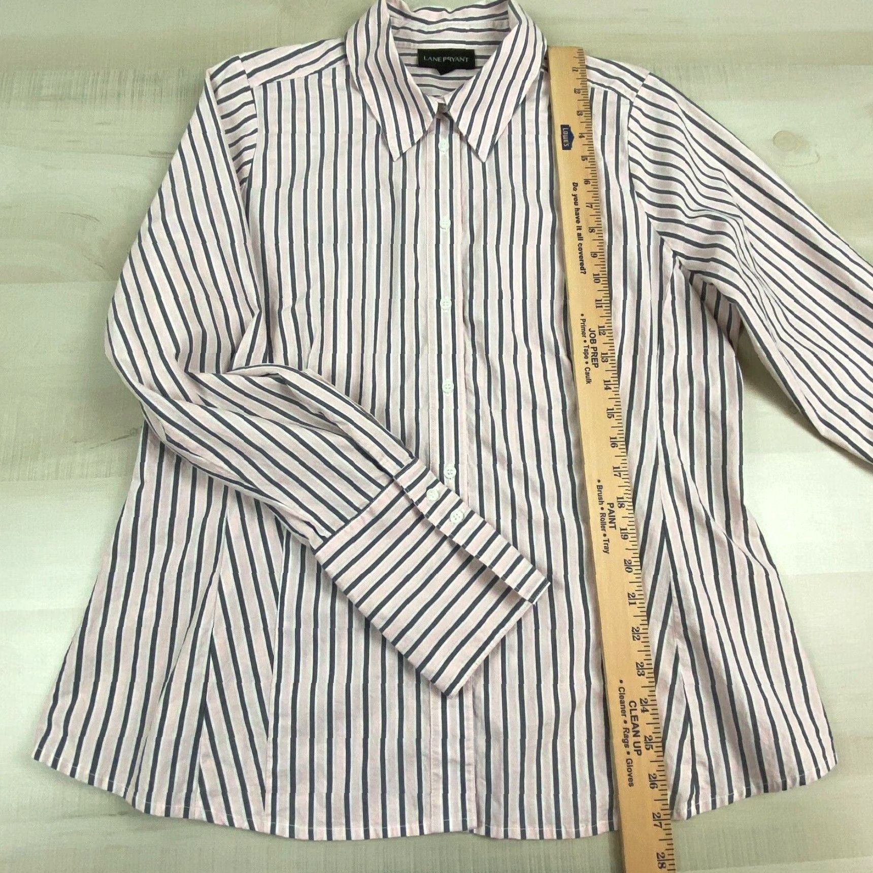 Vintage Lane Bryant Womens Shirt 16 Extra Large Pink Gray Striped Fitted Career Size XXL / US 16-18 / IT 52-54 - 6 Thumbnail