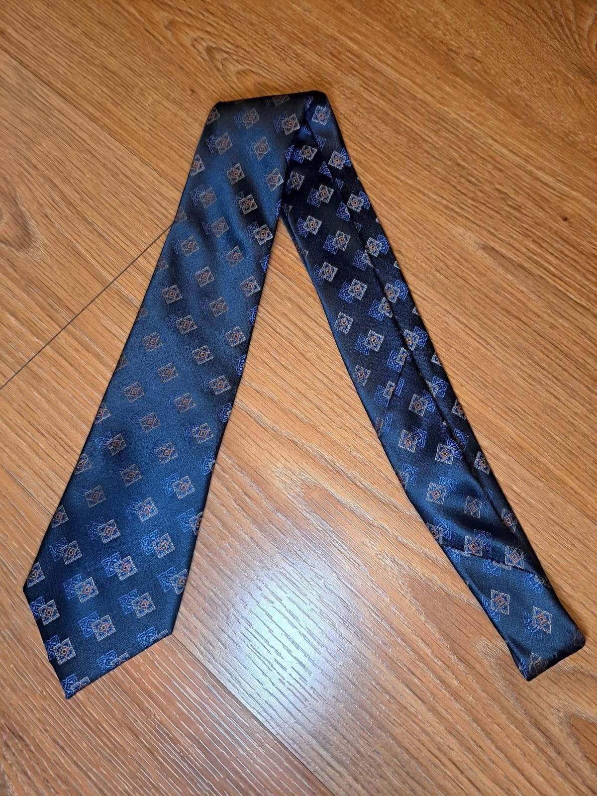 Paul Fredrick Paul Fredrick Silk Tie Blue Multicolor Geometric Necktie Size ONE SIZE - 5 Thumbnail