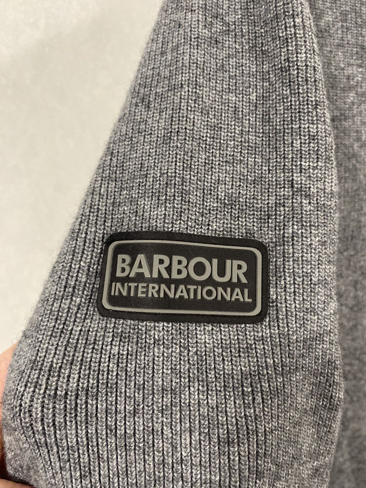 Barbour Barbour International Grey Wool/Cotton Blend Sweater Size: L Size US L / EU 52-54 / 3 - 3 Thumbnail