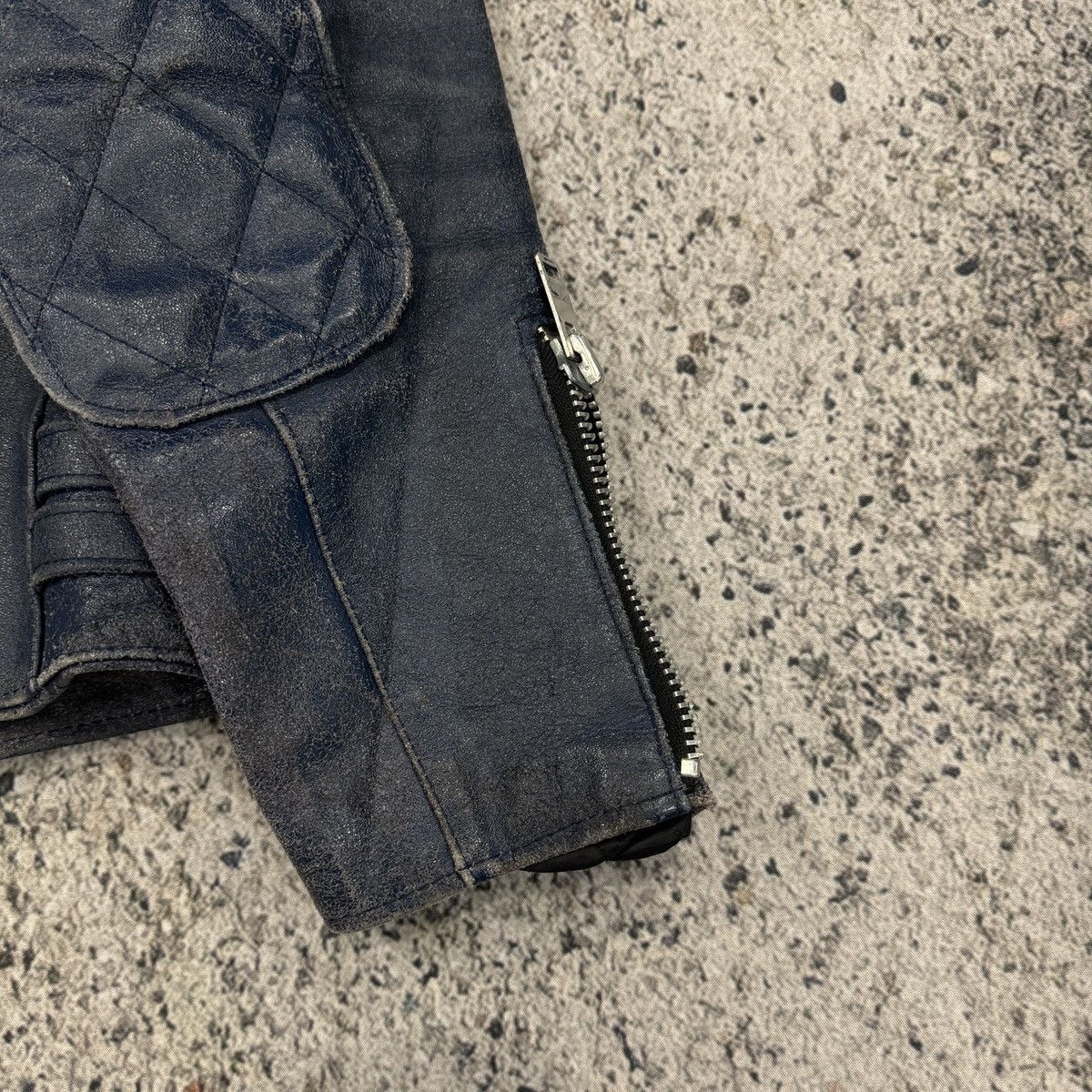 Vintage Faded Washed Blue Leather Moto Zip Jacket ERD Grunge Biker Size US L / EU 52-54 / 3 - 19 Thumbnail