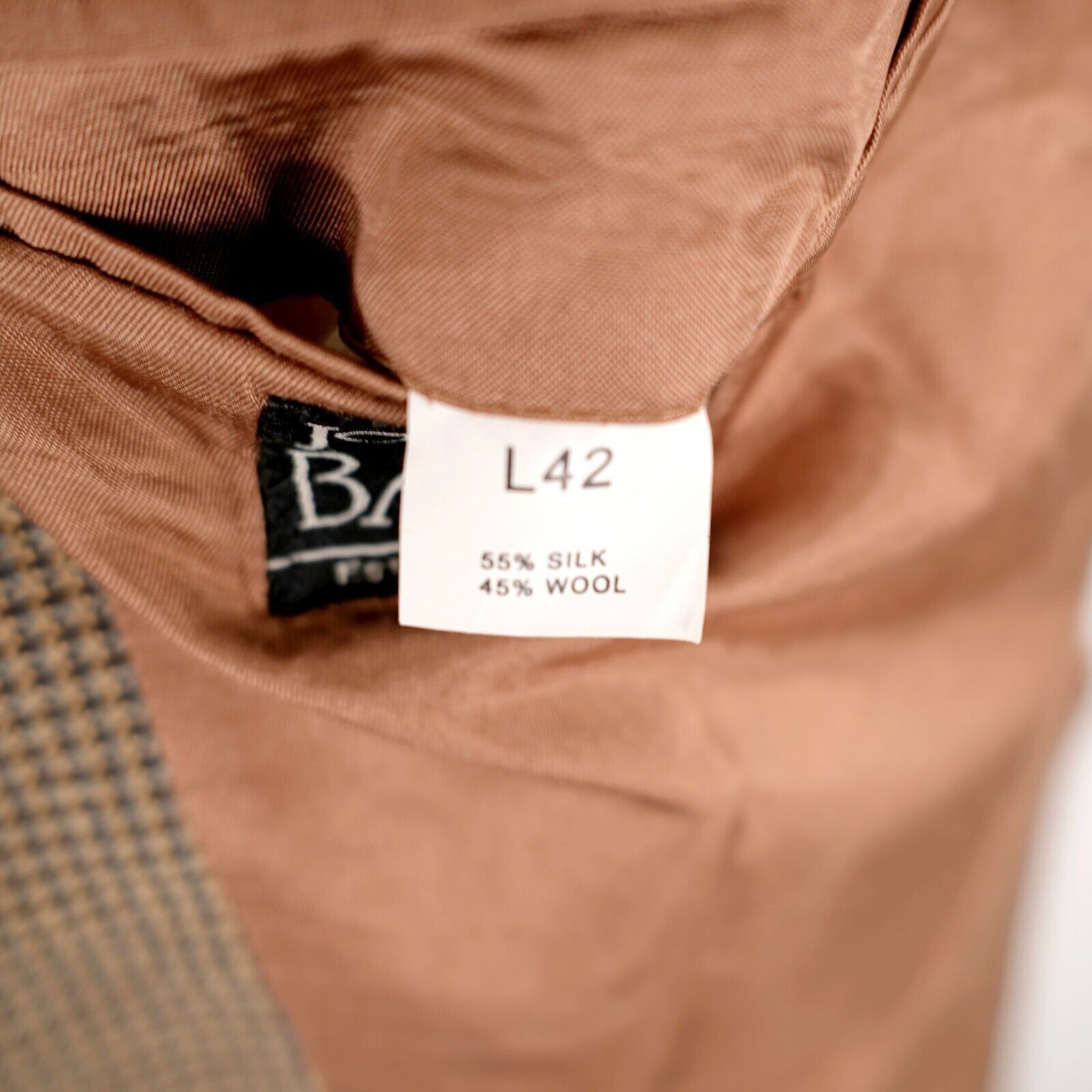 Jos. A. Bank Jos A Bank Wool Silk Blue Brown Tan Check Sport Coat 42L 2 B Size 42L - 10 Thumbnail