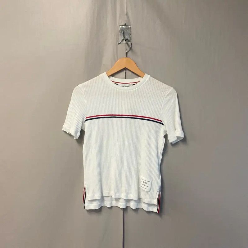Thom Browne Women's White Cotton T-Shirt 0089