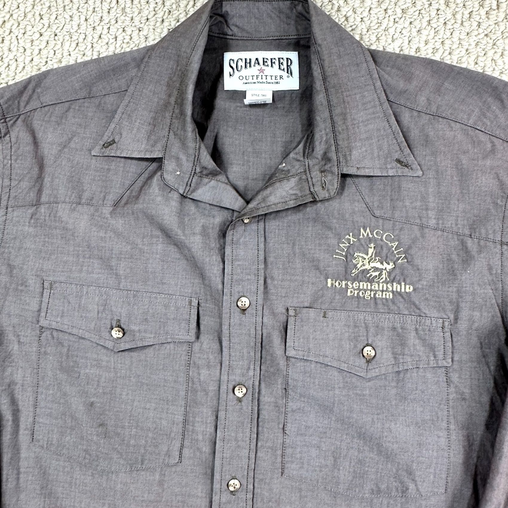 Logo 7 Schaefer Outfitter Shirt Mens XL Brown Long Sleeve Western Embroidered Logo Button-Up Casual Workwear Size US XL / EU 56 / 4 - 3 Thumbnail