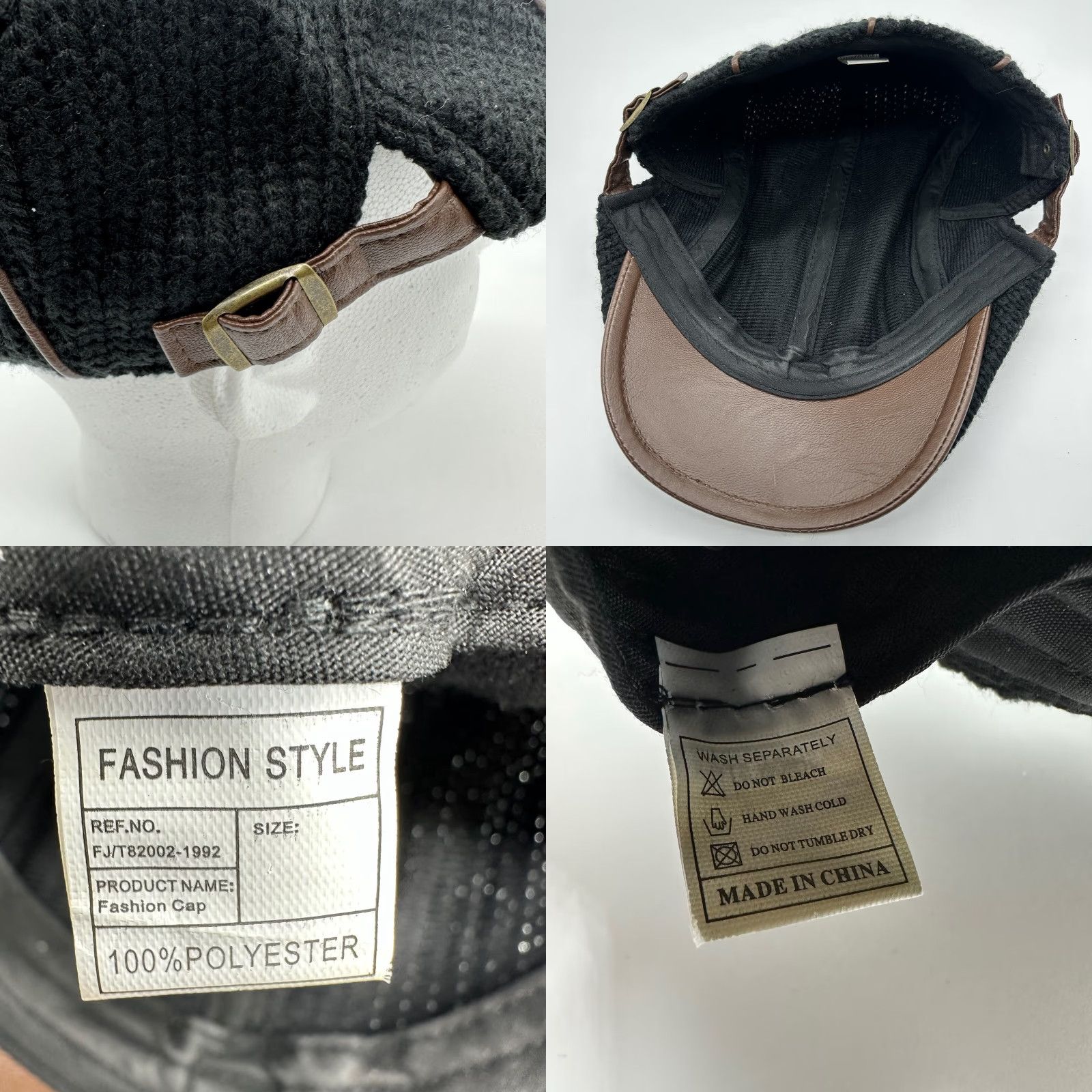 Etro Love Jeans Newsboy Hat Cap Retro Black Knit Faux Leather Trim Adjustable Men Casual Newsboy Cap Black Vintage No Size US 35 - 8 Thumbnail