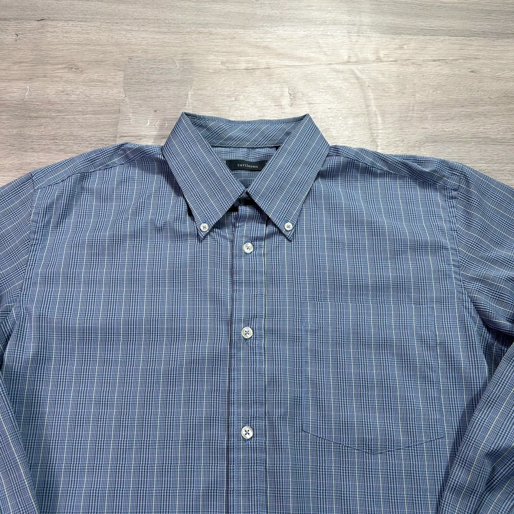 Vintage Turtleson Shirt Mens Large Blue Check Button-Down Long Sleeve Size US L / EU 52-54 / 3 - 3 Thumbnail