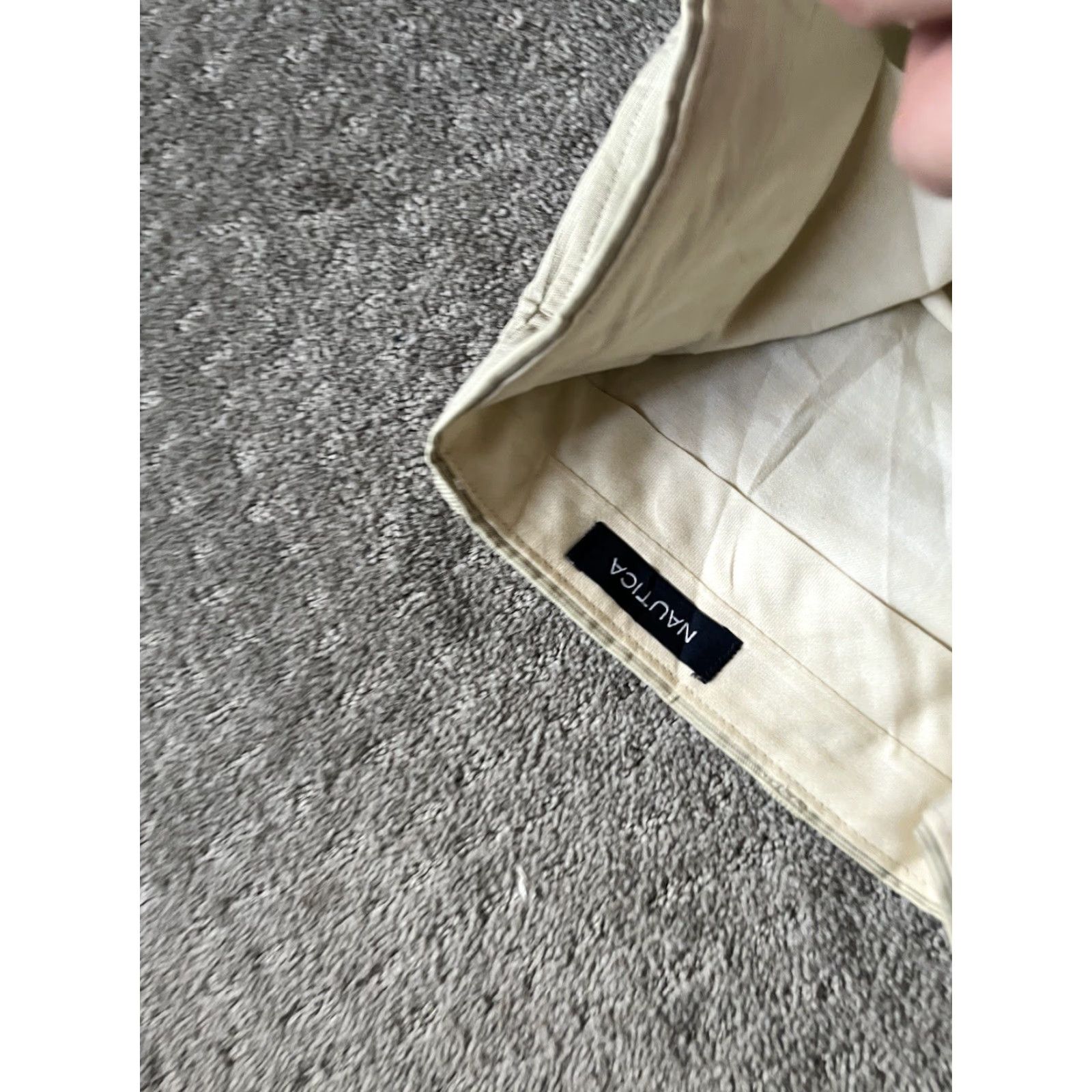 Nautica Nautica Men’s 34x30 Beige Pinstripe Pima Cotton Polyester Pants Slim Dress Pants Straight 30 in Inseam Men Size US 34 / EU 50 - 5 Thumbnail