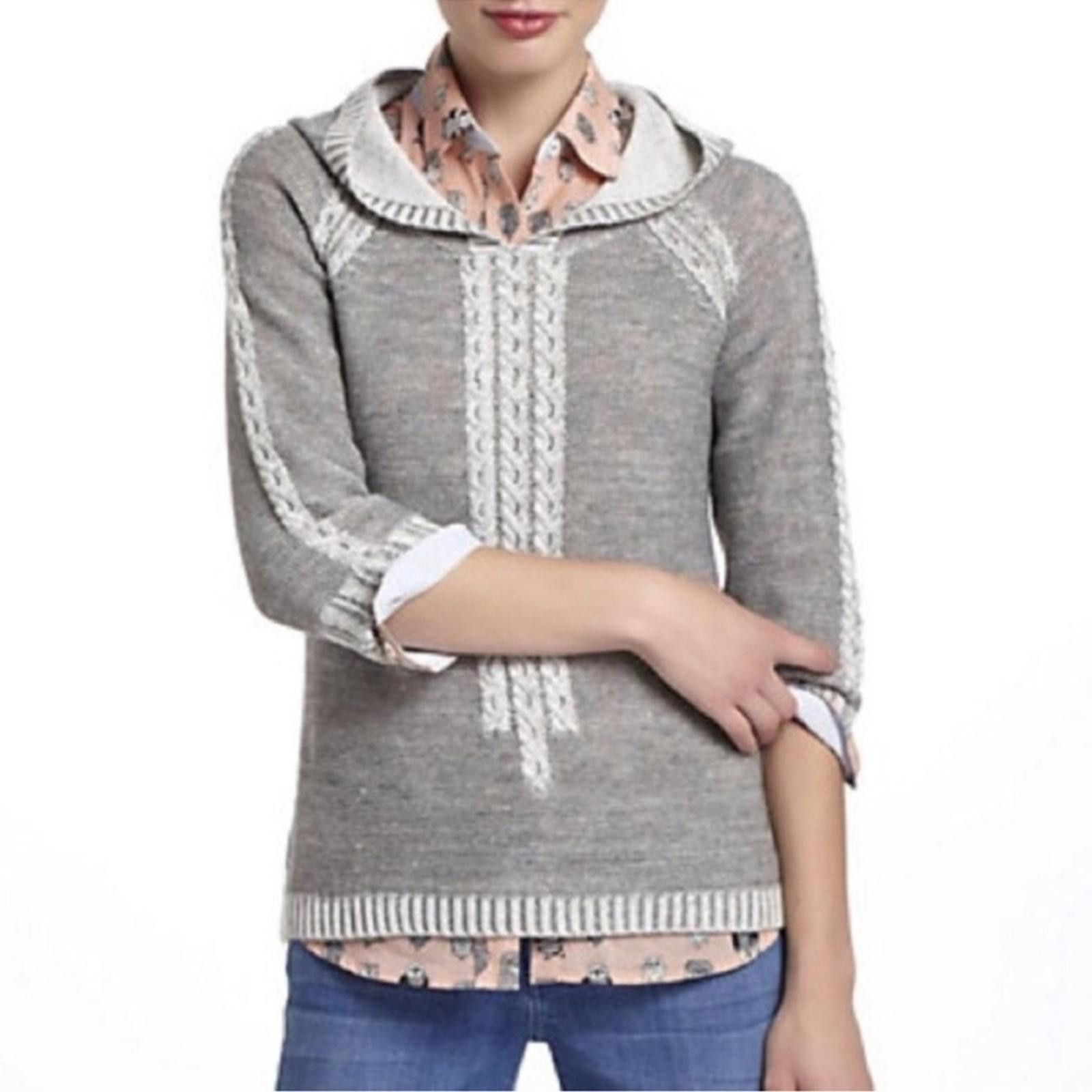 Other Anthro Far Away Small Channel Knit Sweater Wool Linen EUC Size S / US 4 / IT 40 - 1 Thumbnail