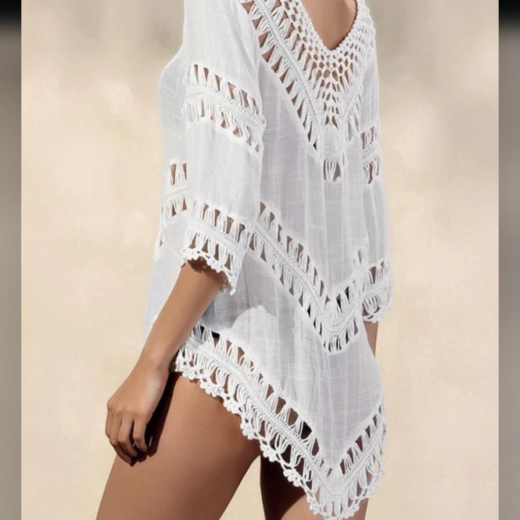 Other Active USA Boho Crochet Peasant Top Ibiza Festival Beach Cover Up, S/M Size S / US 4 / IT 40 - 11 Thumbnail