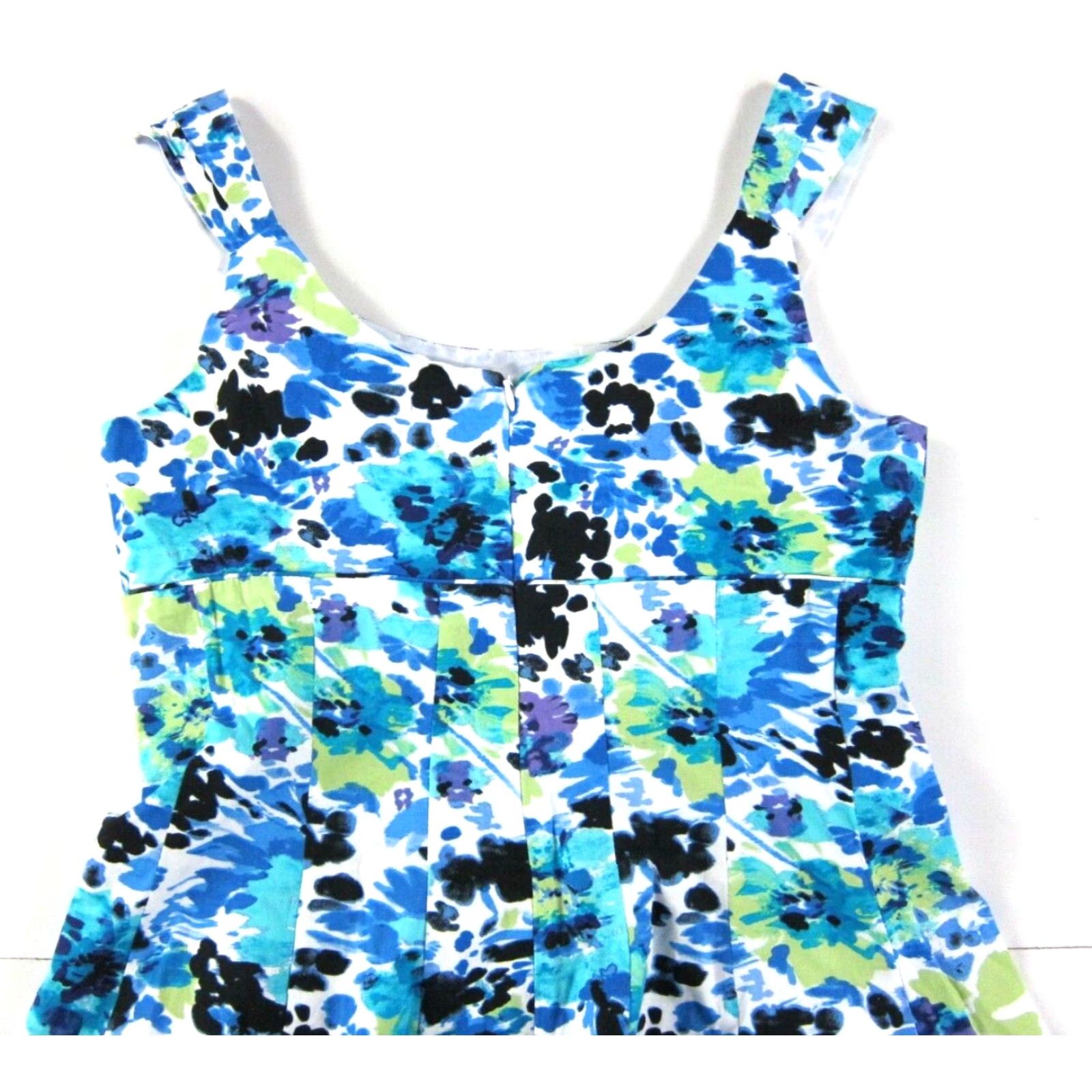 Madison Madison Leigh Blue Green Black White Floral Cotton Stretch Sheath Tank Dress 10P Size L / US 10 / IT 46 - 5 Thumbnail