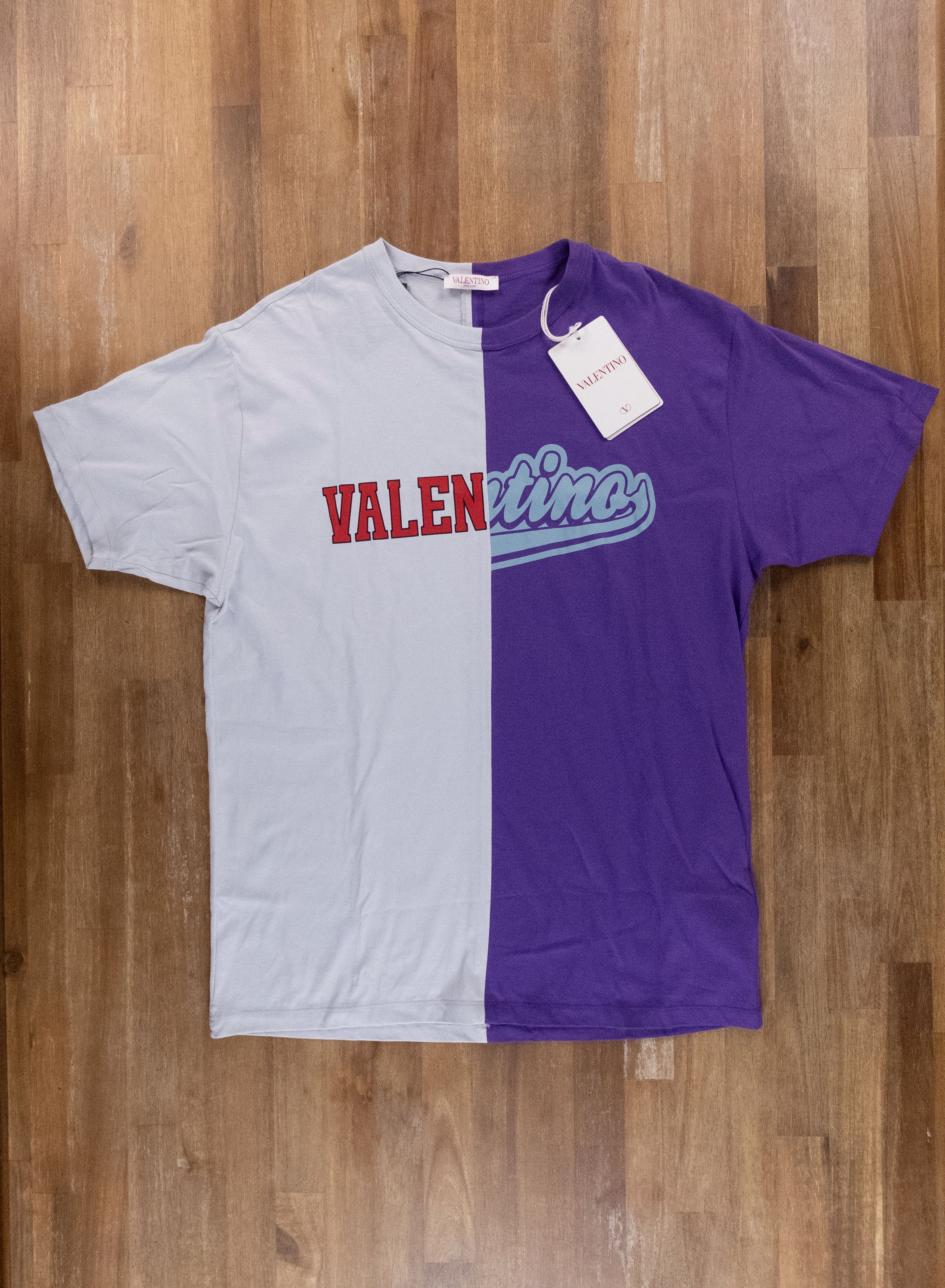 Valentino VALENTINO Garavani gray purple university logo t-shirt M Size US M / EU 48-50 / 2 - 1 Thumbnail