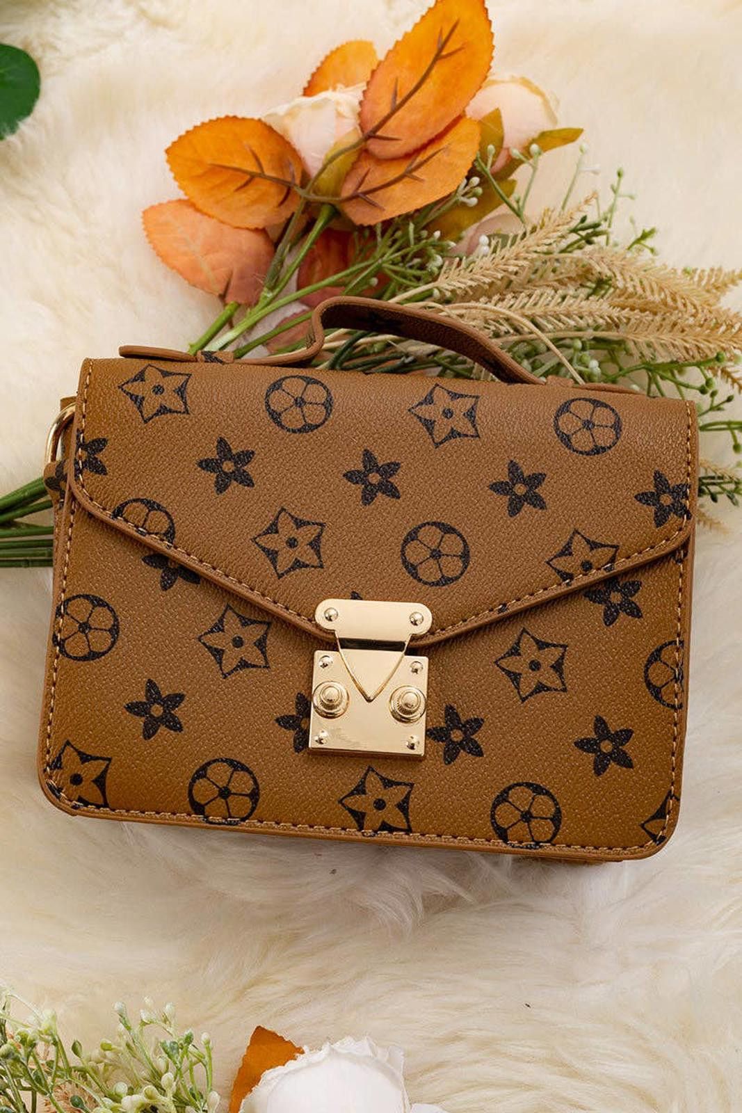 Other Brown Star Printed Crossbody Purse Size ONE SIZE - 1 Thumbnail