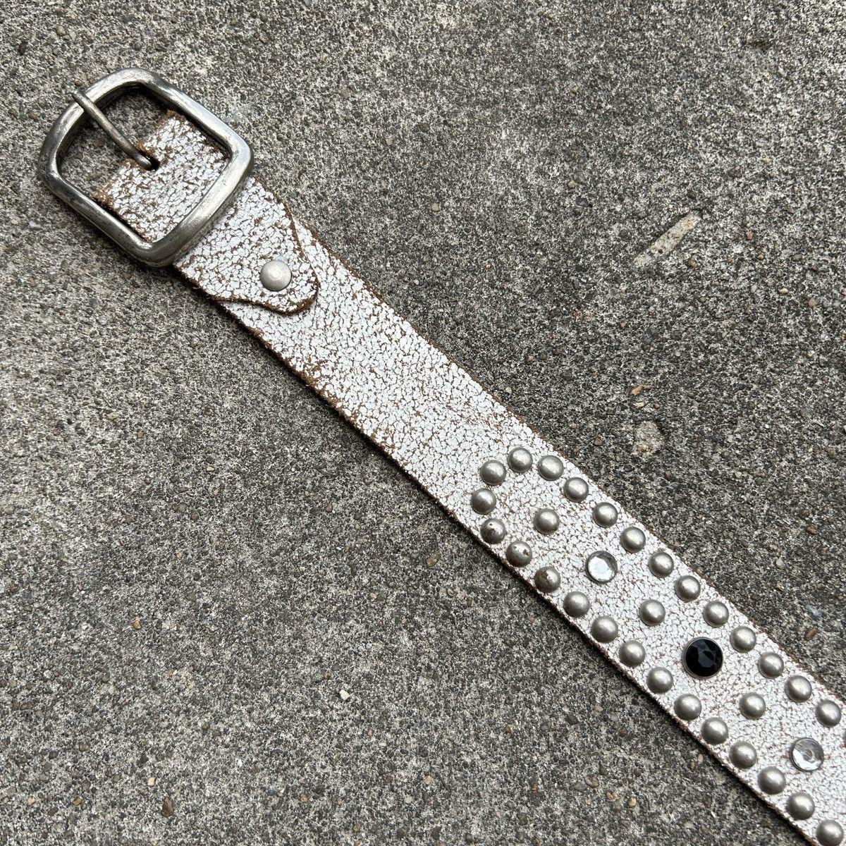 ベルト Kapital Thread Studs White Leather Belt SNCEAW Bullet Belts, Metal Punk Rivet Style Women Men White