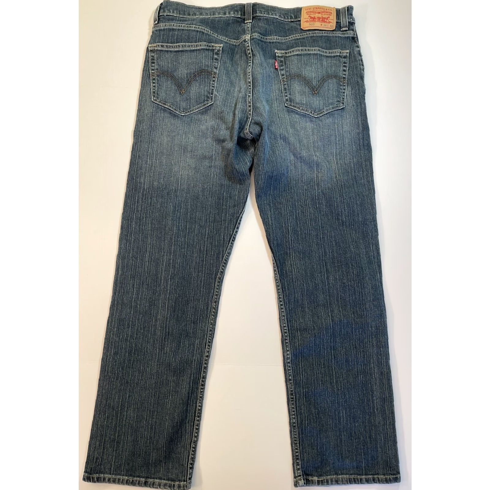 Levi's Levi's 505 Jeans Mens Regular Fit Denim Blue Medium Wash 36x32 Size US 36 / EU 52 - 5 Thumbnail