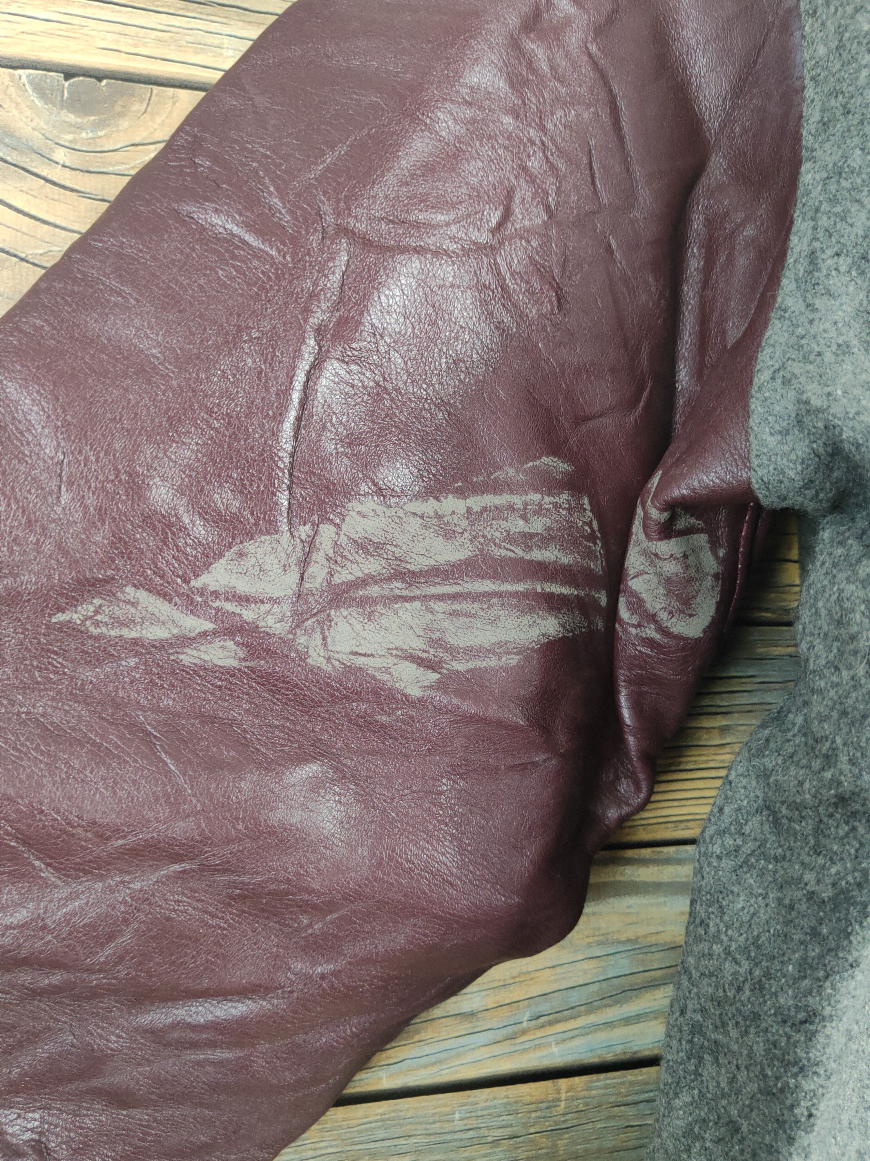 Leather University Shop Gray Maroon Leather Varsity Jackets #W1073 Size US L / EU 52-54 / 3 - 4 Thumbnail