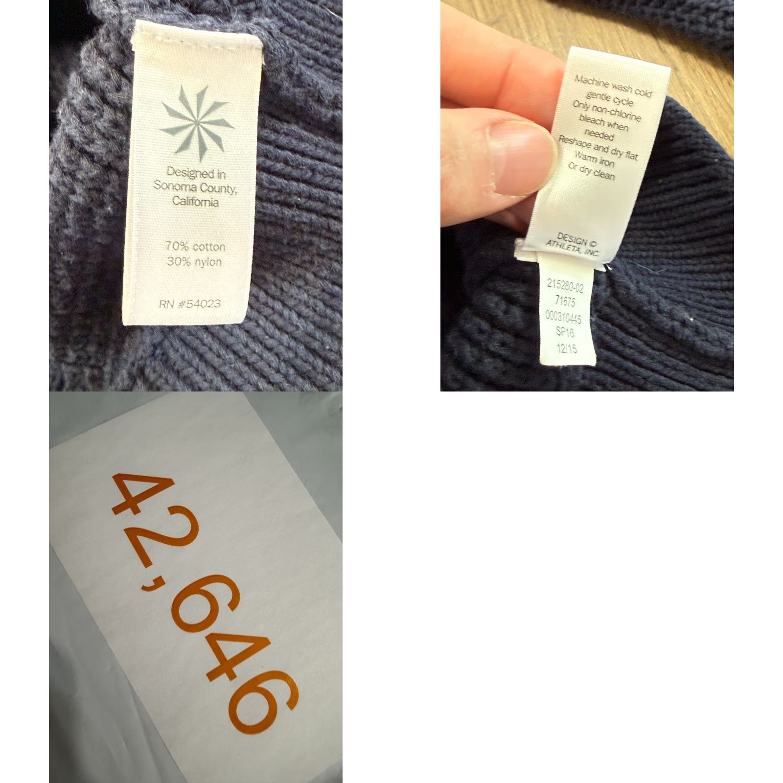 Athleta Athleta Sweater Womens XS Blue Pullover Hooded V-neck Ribbed Knit Shirt Size XS / US 0-2 / IT 36-38 - 8 Thumbnail