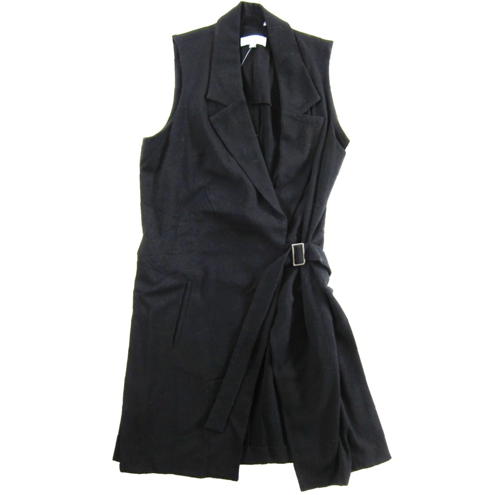 Vintage VINTAGE NWT Joan Vass Black Theodora Sleeveless Belted Pocket Wrap Dress Medium Size M / US 6-8 / IT 42-44 - 5 Thumbnail