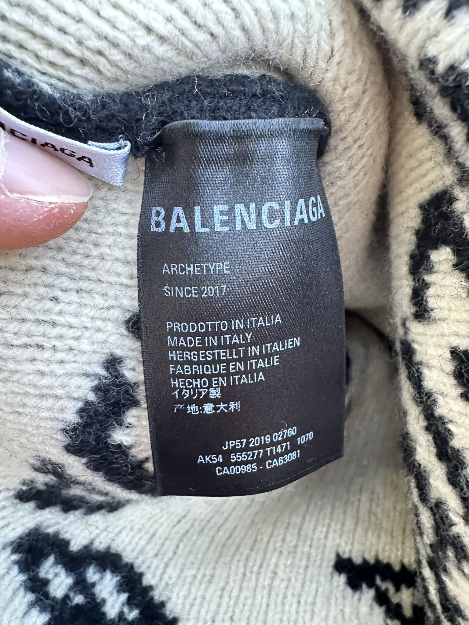 Balenciaga Balenciaga Beanie Winter Hat Allover Logo Black and Ivory Size ONE SIZE - 6 Thumbnail
