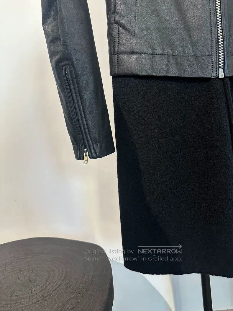 Rick Owens Rick Owens Cowhide and Wool Patchwork Mid-Length Wool Coat Size US S / EU 44-46 / 1 - 7 Thumbnail