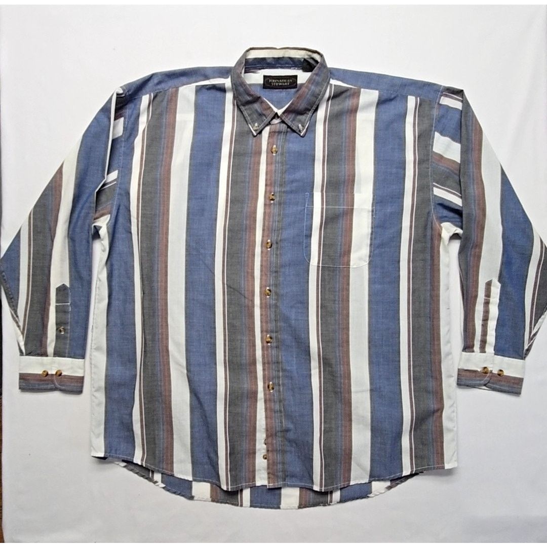 Other Vintage Johnathan Stewart Striped Shirt Blue Mens XL Size US XL / EU 56 / 4 - 1 Thumbnail