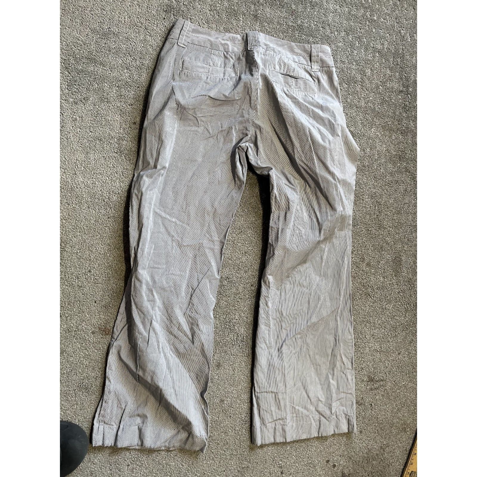 Old Navy VINTAGE Old Navy Womens Pants Striped White Blue Mid Rise Size 6 Regular Womens Size 28" / US 6 / IT 42 - 3 Thumbnail
