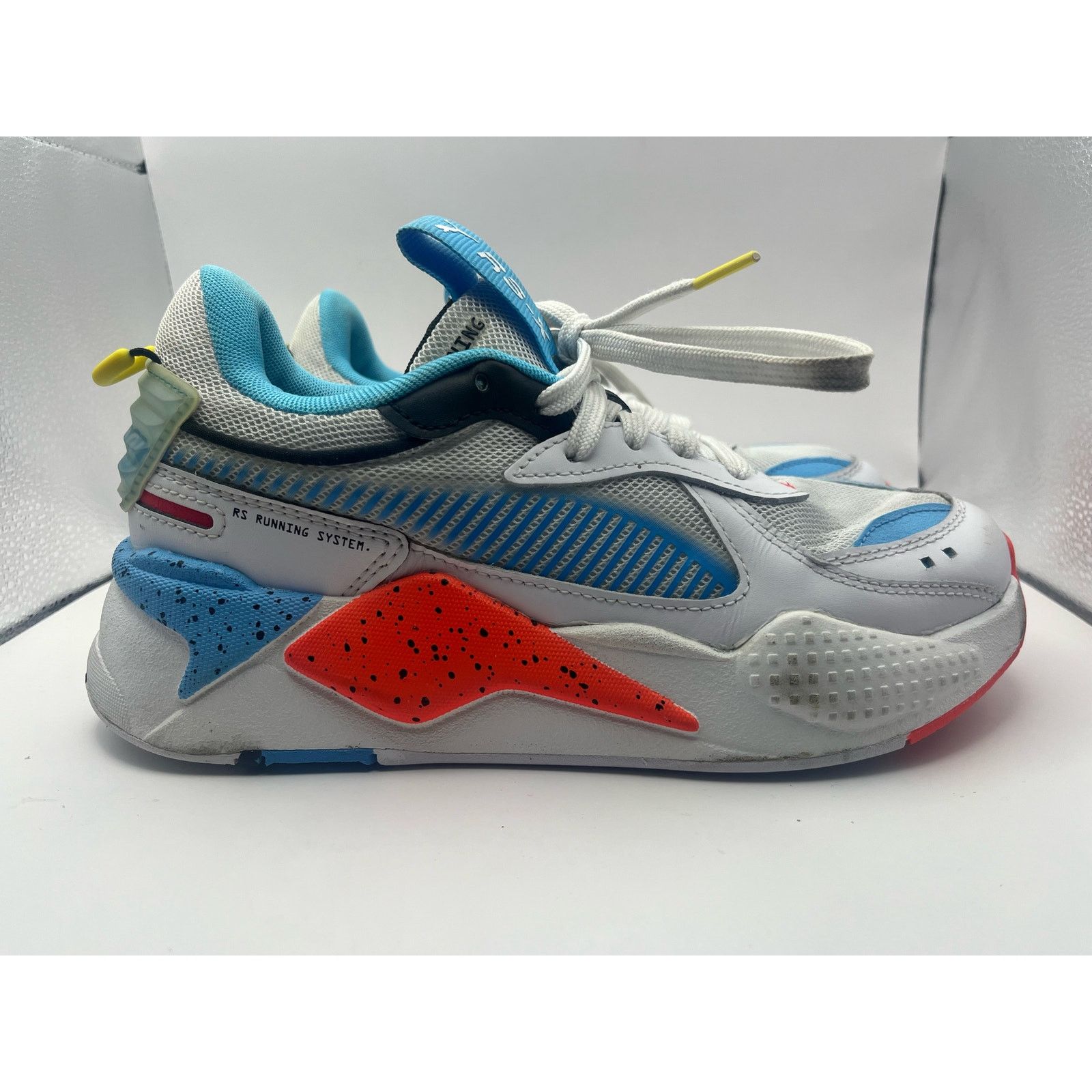 Puma Rsx Airbrush Jr White Red Blue Orange Running Shoes 6C, Men's