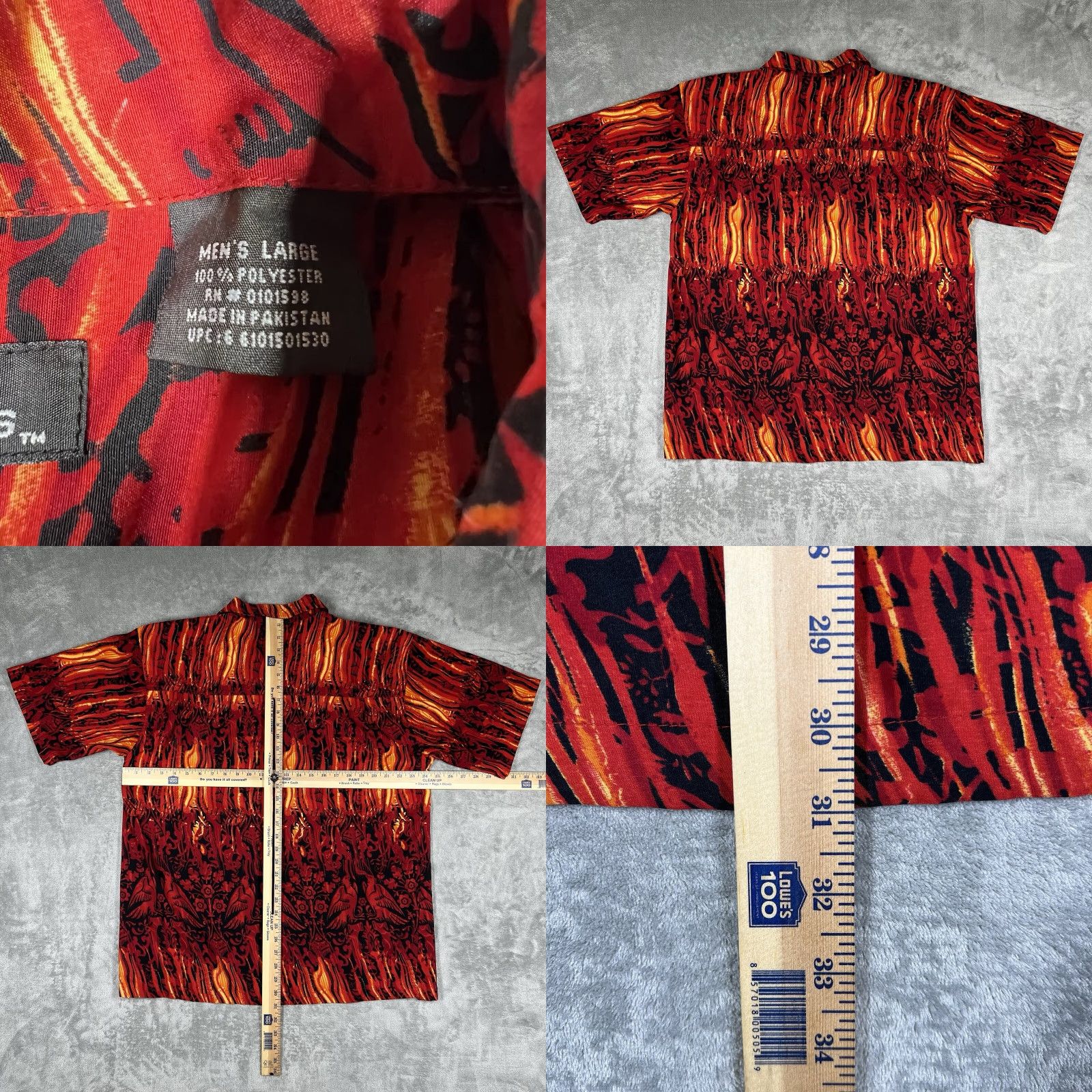 Vintage VINTAGE No Boundaries Button-Up Shirt Mens Large L Graphic Fire Flames Retro Knit? Size US L / EU 52-54 / 3 - 8 Thumbnail