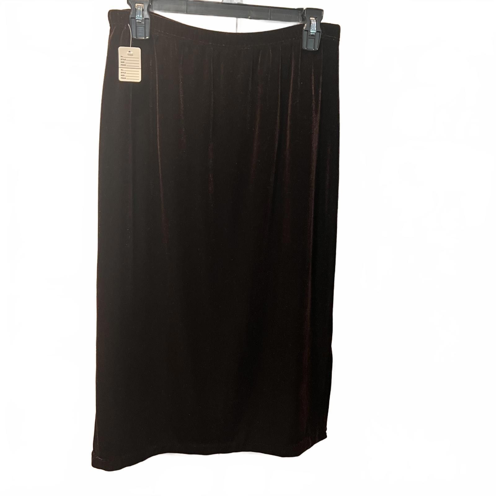 Unknown London Black Velvet Midi Skirt Size 32" / US 10 / IT 46 - 1 Thumbnail