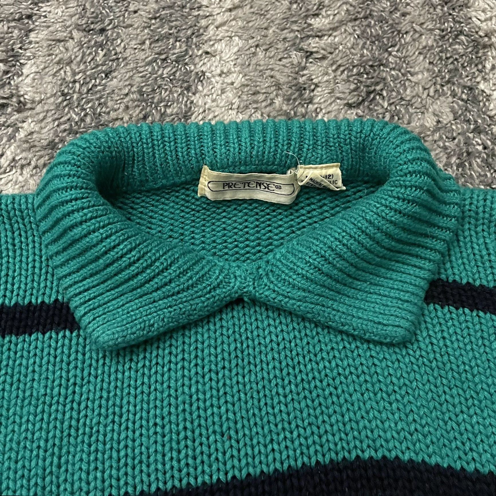 Vintage VINTAGE Pretense Womens Sweater Collared Striped Green Acrylic Size Medium Pullover Knits Winter Fall Women Size M / US 6-8 / IT 42-44 - 5 Thumbnail