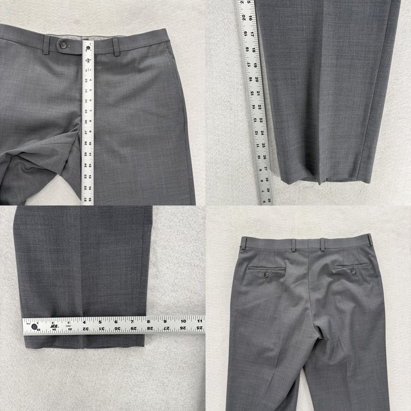 Vintage Riviera Jack Victor Pants Mens 36x28 Gray Traveller Wool Blend Dress Flex Formal Size US 36 / EU 52 - 8 Thumbnail