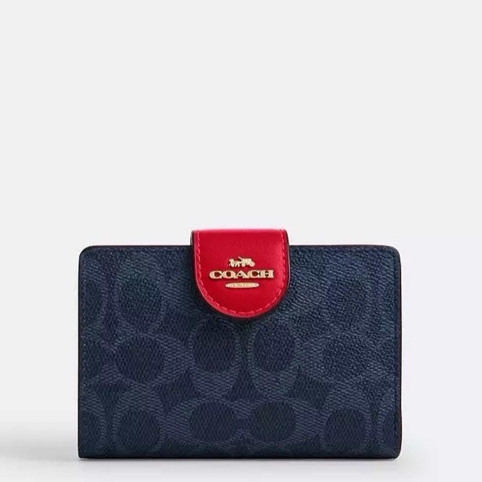 Coach NWT Coach Medium Corner Zip Wallet CW786 Denim/Bold Red Size ONE SIZE - 5 Thumbnail