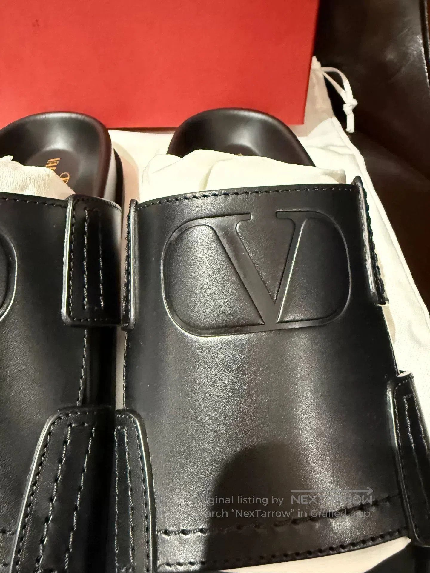 Valentino valentino men's leather slide sandals. Size US 8 / EU 41 - 2 Thumbnail