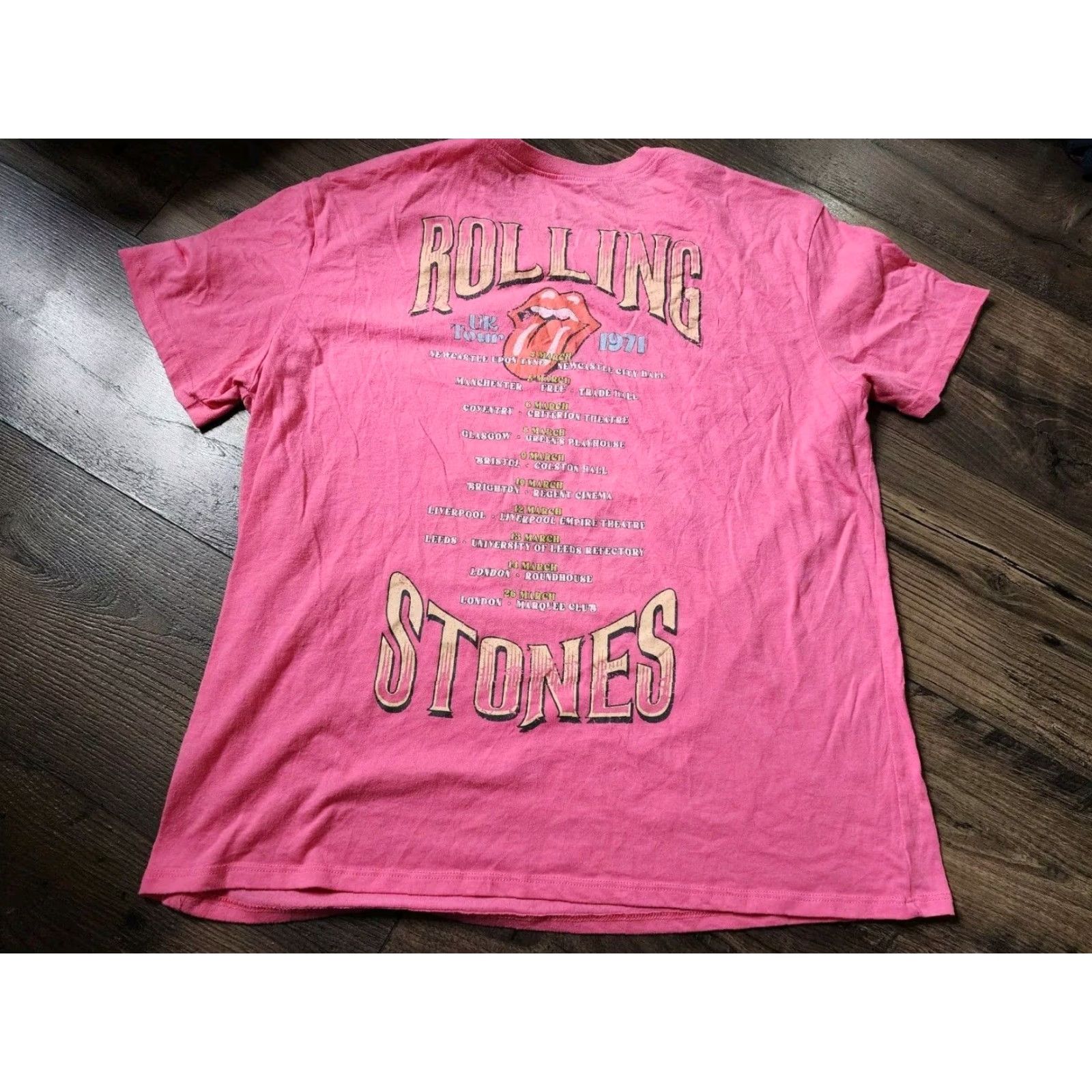 Doublet Rolling Stones T Shirt Womens L Pink 1971 Tour Double Sided Band Tee Short Sleeve Crew Neck Cotton Polyester Knit Size L / US 10 / IT 46 - 2 Thumbnail