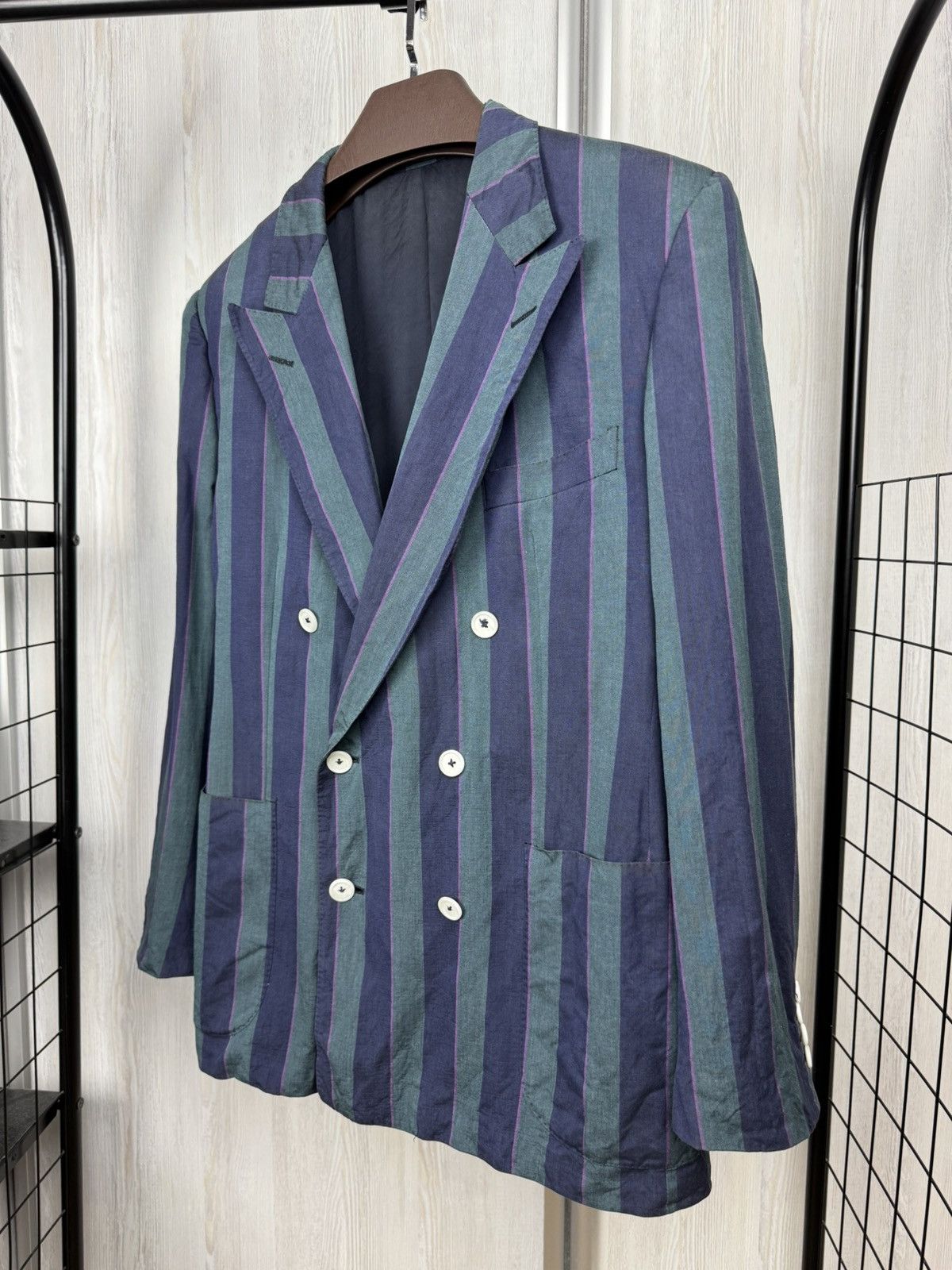 Alfred Dunhill Dunhill vintage double breasted made in Italy striped blazer Size 44R - 6 Thumbnail