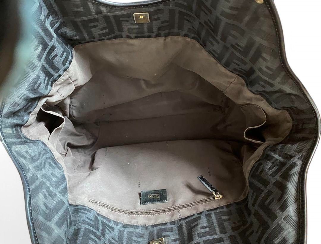 Fendi Fendi - Black Large Tote Handbag Zucca Pattern Monogram Size ONE SIZE - 6 Thumbnail