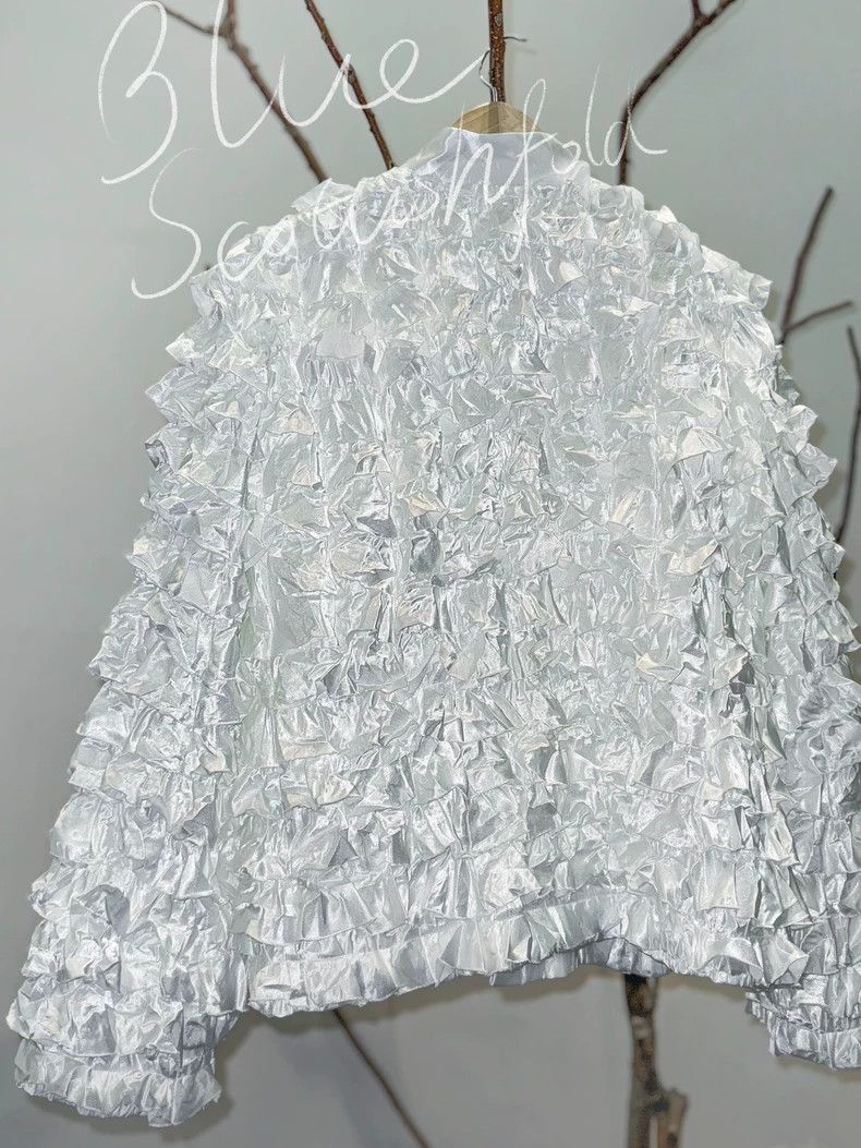 Comme Des Garcons Glossy satin lace Mandarin top