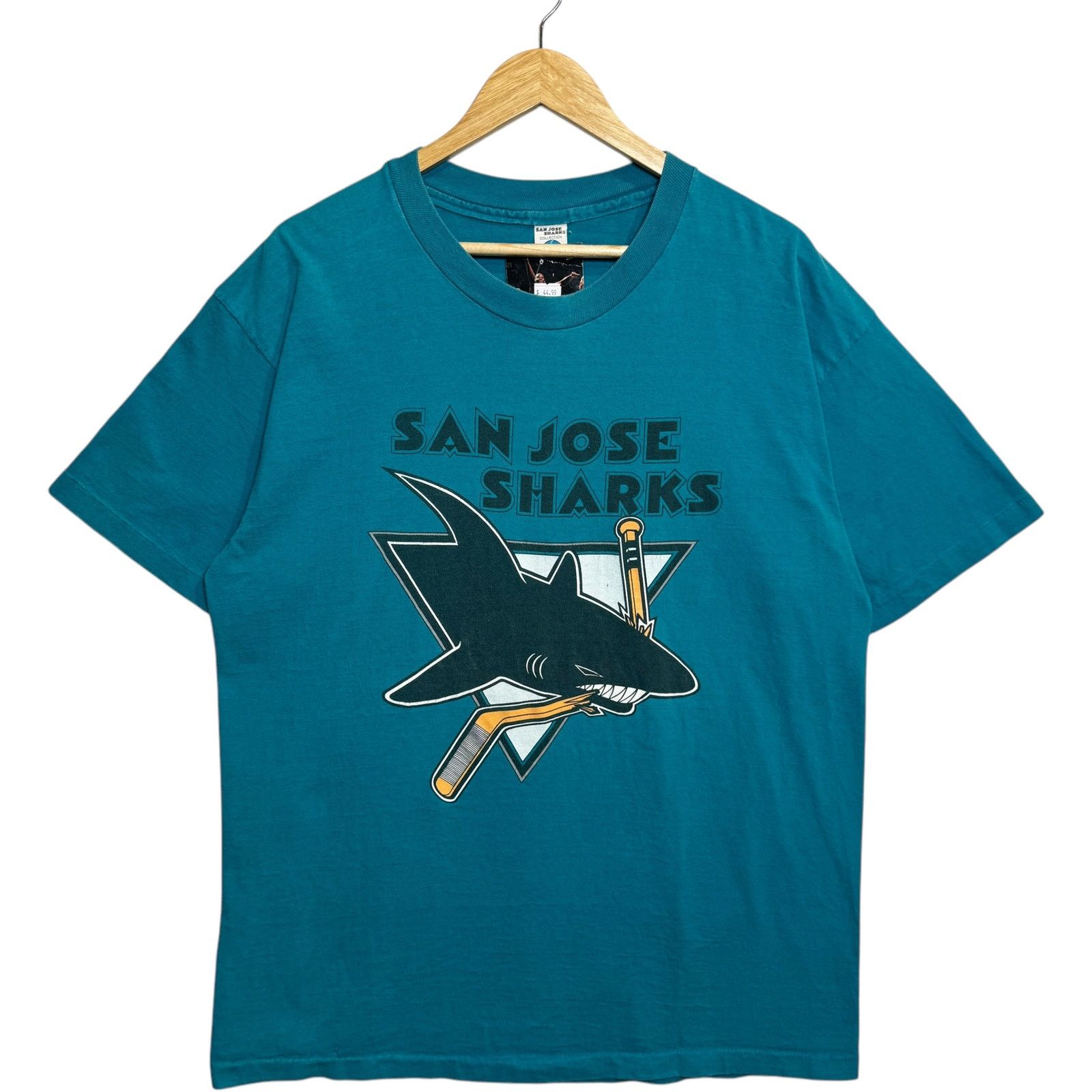 Vintage Vintage San Jose Sharks Spellout Logo NHL 90s Tee 2XL Size US XXL / EU 58 / 5 - 1 Thumbnail