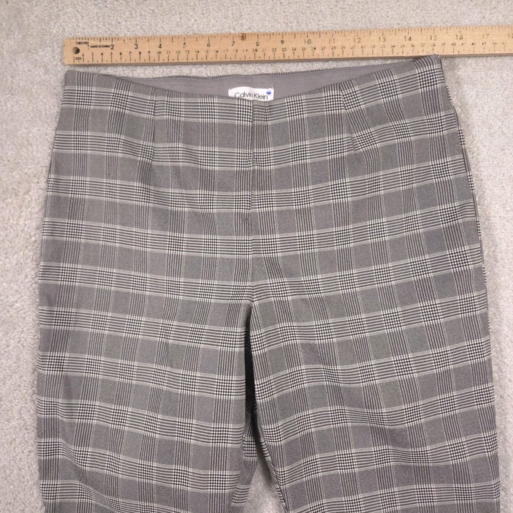 Calvin Klein Calvin Klein Dress Pants Womens M Gray Plaid Twill Pull On Slim Stretch Career Size 32" / US 10 / IT 46 - 5 Thumbnail