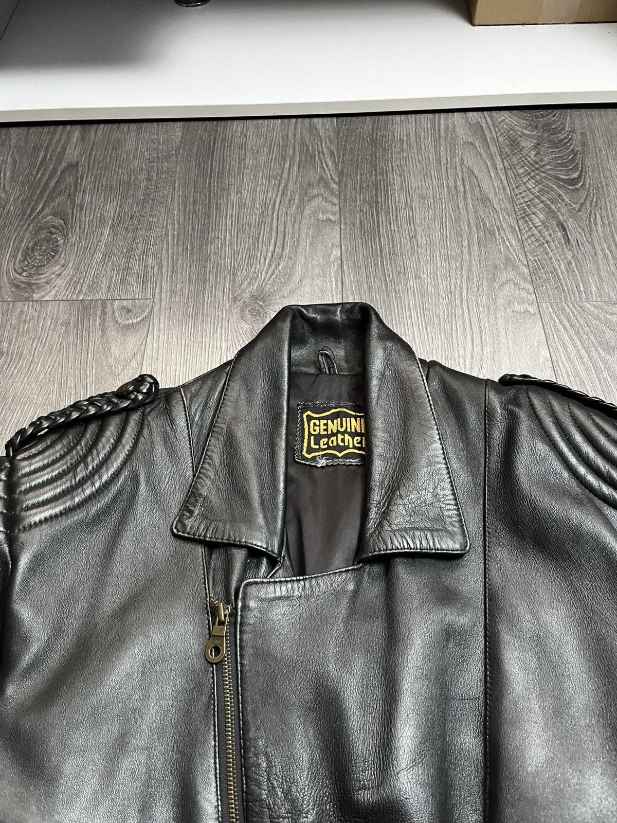 Genuine Leather Vintage 1990s Archival Leather Moto Jacket Oklahoma Buttons Size US M / EU 48-50 / 2 - 7 Thumbnail
